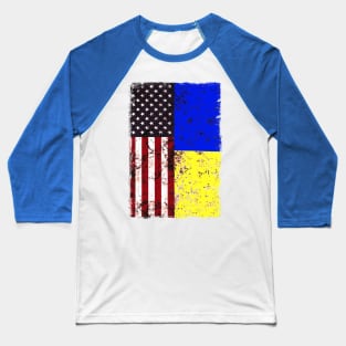 Ukraine American Flag Baseball T-Shirt